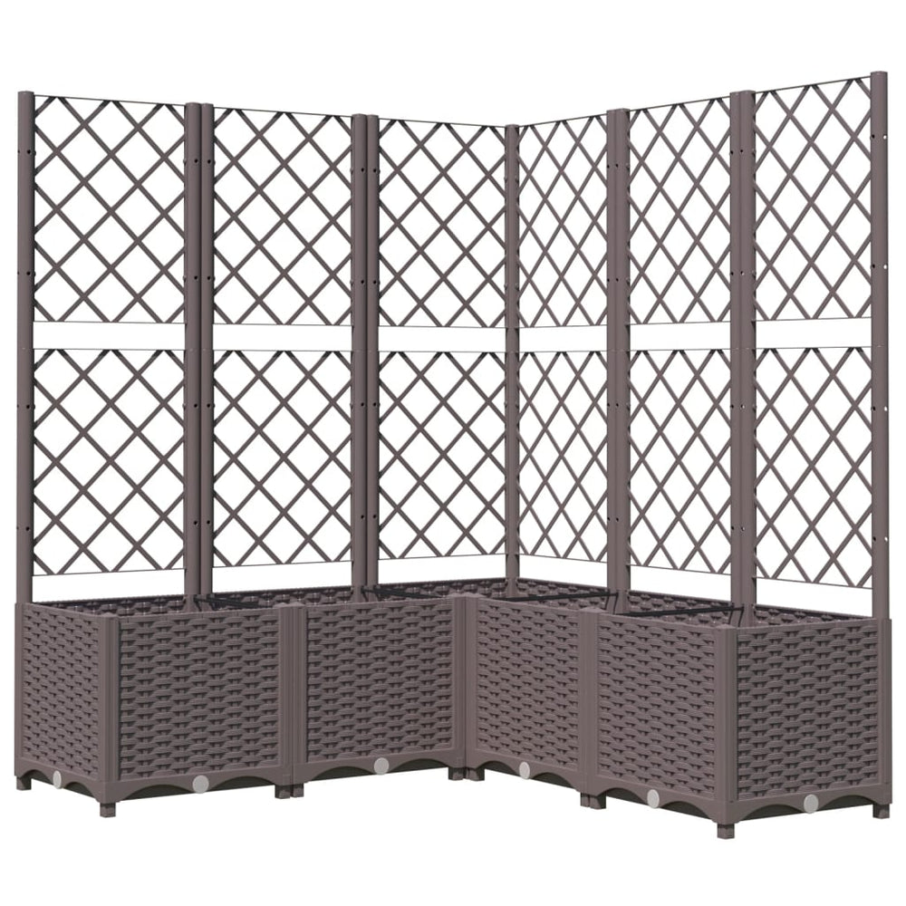 vidaXL Jardinière avec treillis marron 120x120x136 cm PP