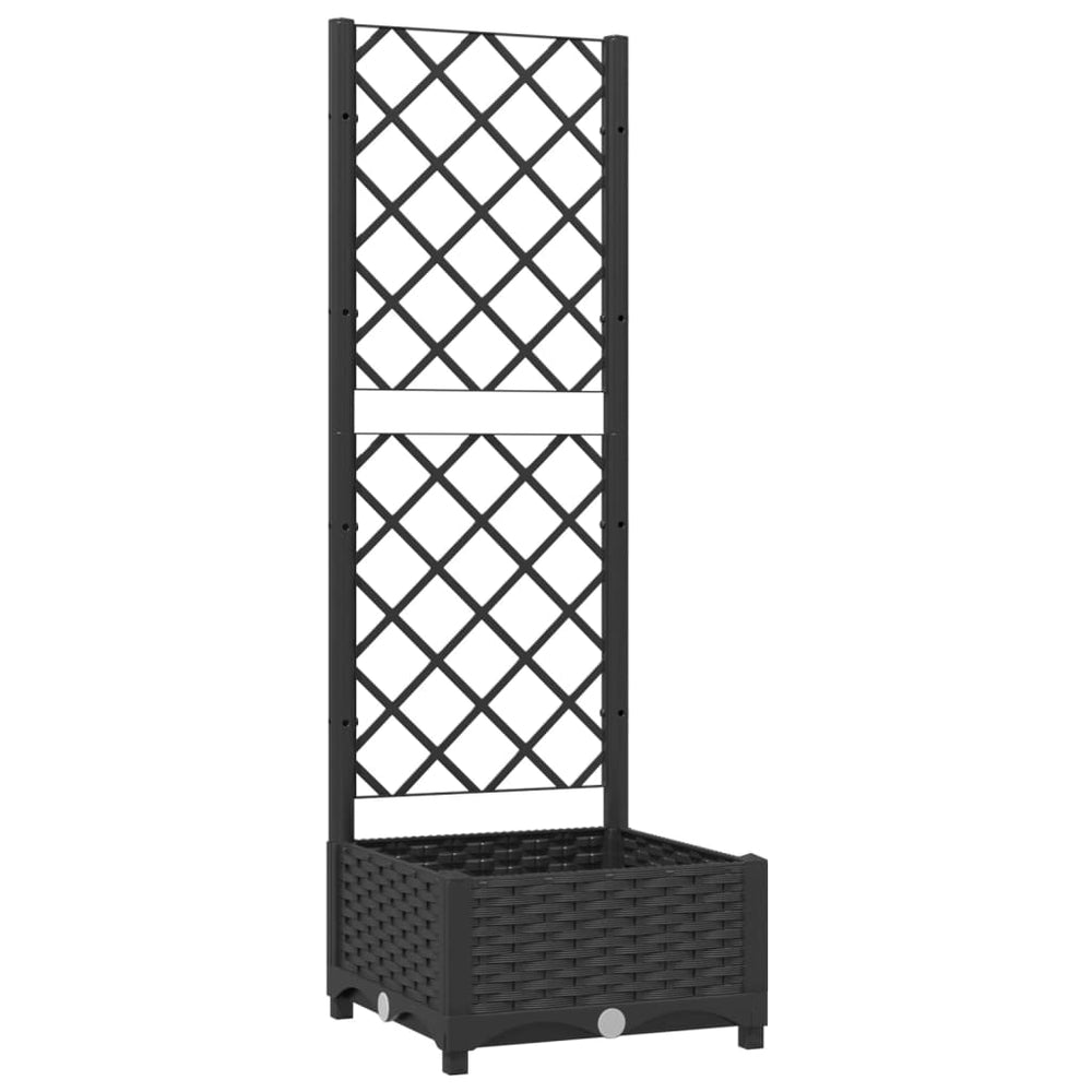 vidaXL Jardinière avec treillis noir 40 x 40 x 121,5 cm PP