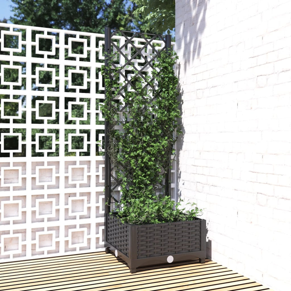 vidaXL Jardinière avec treillis noir 40 x 40 x 121,5 cm PP