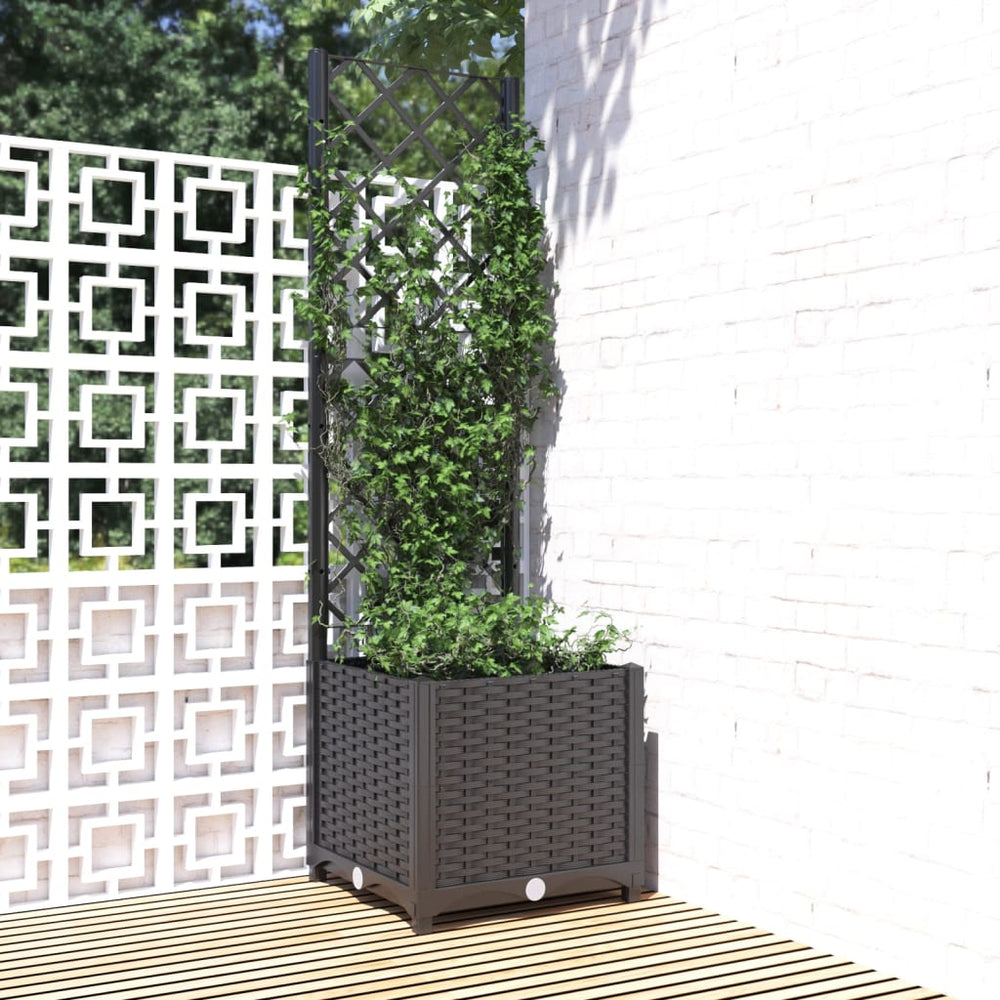 vidaXL Jardinière avec treillis Noir 40 x 40 x 136 cm PP