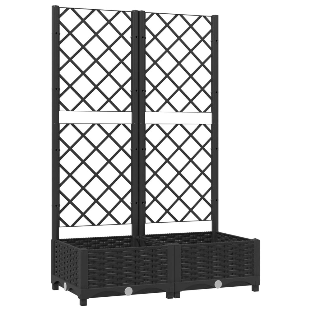 vidaXL Jardinière de jardin avec treillis noir 80 x 40 x 121,5 cm PP