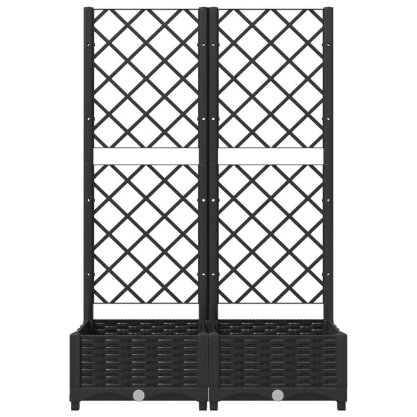 Gartenpflanzgefäß mit Spalier Schwarz 80 x 40 x 121,5 cm PP