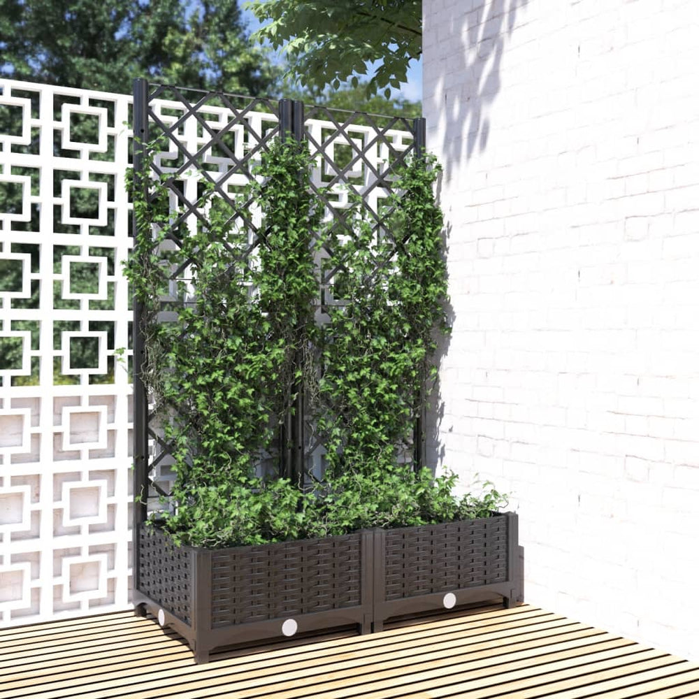 vidaXL Jardinière de jardin avec treillis noir 80 x 40 x 121,5 cm PP