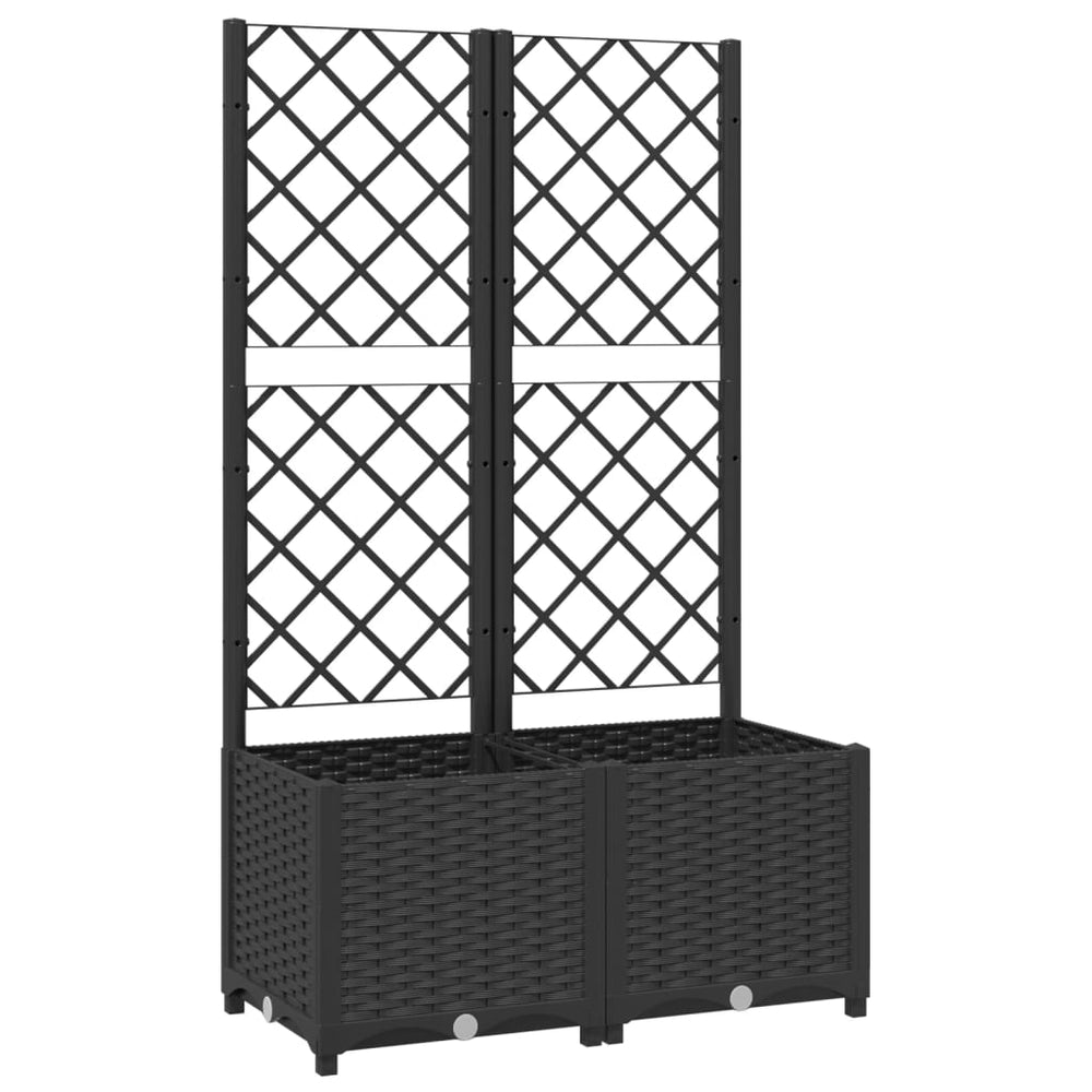 vidaXL Jardinière avec treillis Noir 80 x 40 x 136 cm PP