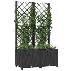 Garten-Pflanzgefäß mit Spalier Schwarz 80 x 40 x 136 cm PP