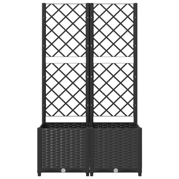 Garten-Pflanzgefäß mit Spalier Schwarz 80 x 40 x 136 cm PP