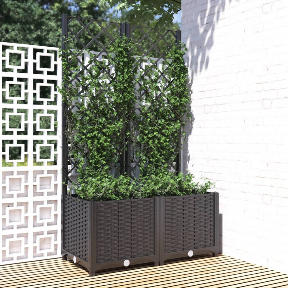 vidaXL Jardinière avec treillis Noir 80 x 40 x 136 cm PP