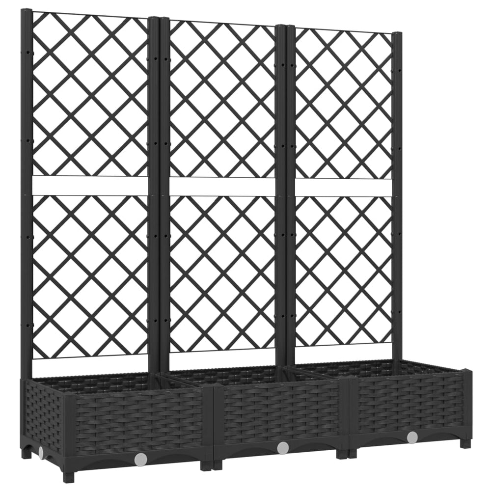 vidaXL Jardinière de jardin avec treillis Noir 120 x 40 x 121,5 cm PP