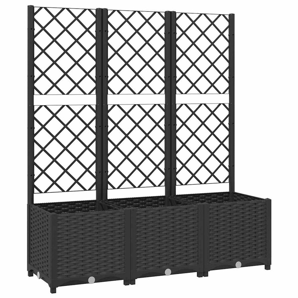 vidaXL Jardinière de jardin avec treillis Noir 120 x 40 x 136 cm PP