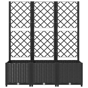 Garten-Pflanzgefäß mit Spalier Schwarz 120 x 40 x 136 cm PP