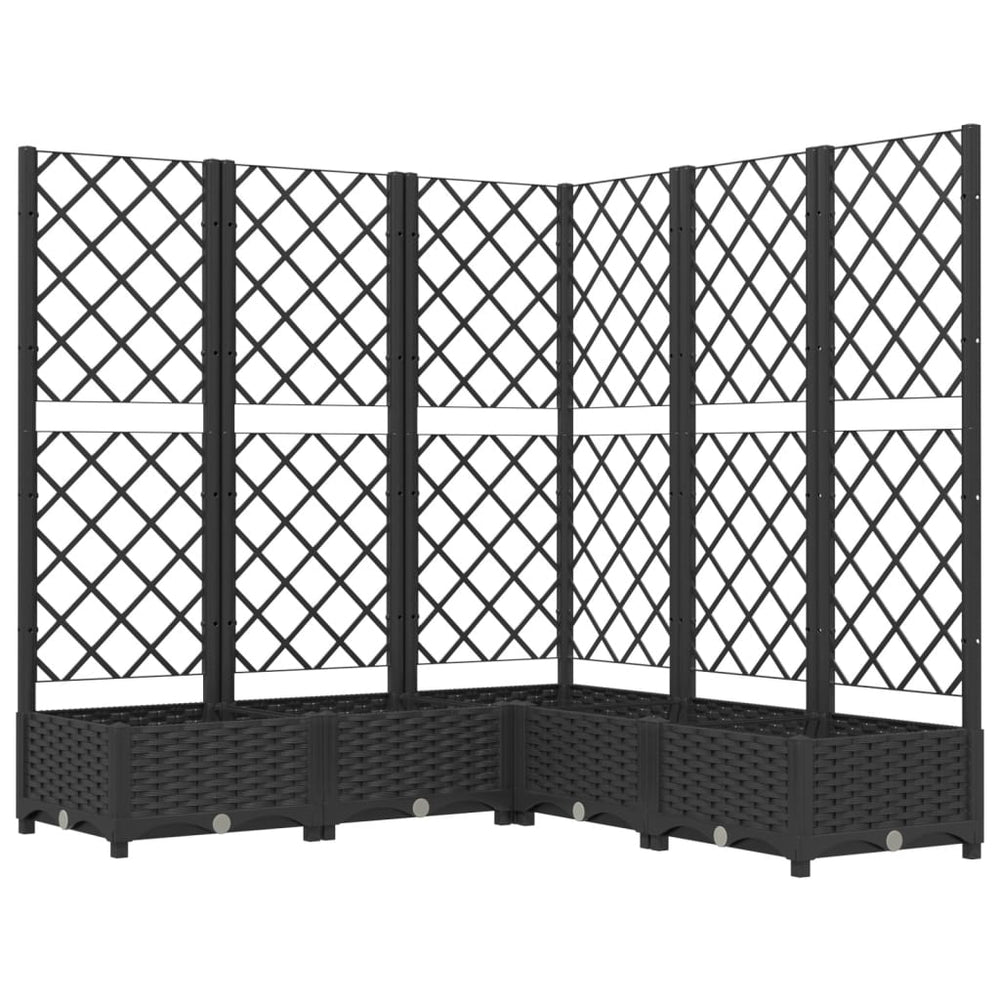 vidaXL Jardinière avec treillis Noir 120x120x121,5 cm PP