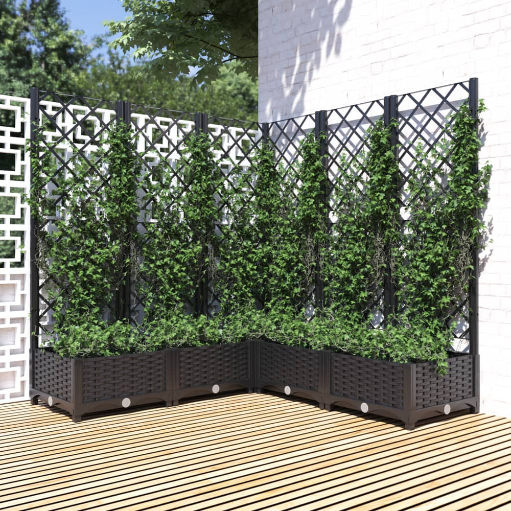 vidaXL Jardinière avec treillis Noir 120x120x121,5 cm PP