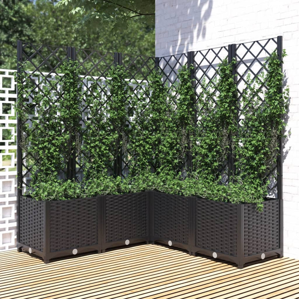 vidaXL Jardinière avec treillis Noir 120x120x136 cm PP