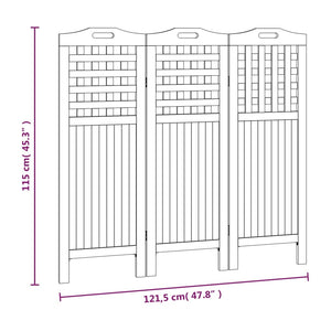 3-tlg. Paravent 121,5x2x115 cm Massivholz Akazie