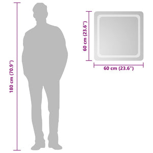 vidaXL Miroir de salle de bain LED 60x60 cm