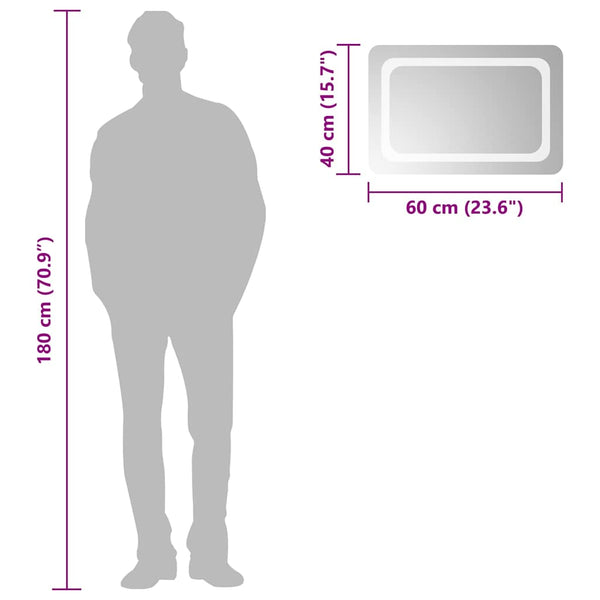 vidaXL Miroir de salle de bain LED 60x40 cm