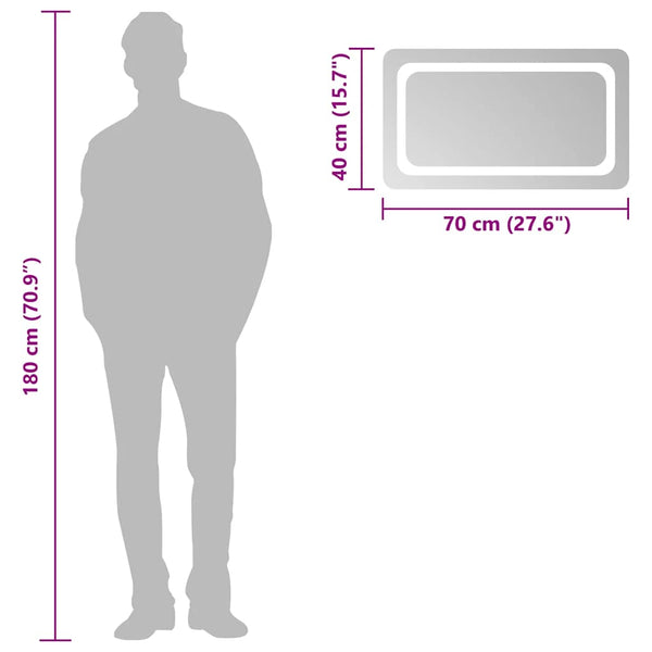 vidaXL Miroir de salle de bain LED 70x40 cm