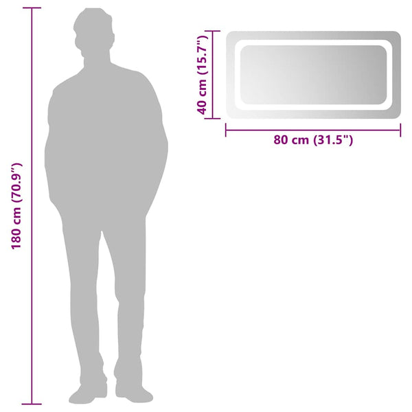 vidaXL Miroir de salle de bain à LED 80x40 cm