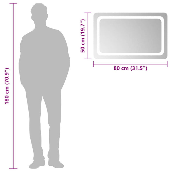 vidaXL Miroir de salle de bain LED 80x50 cm