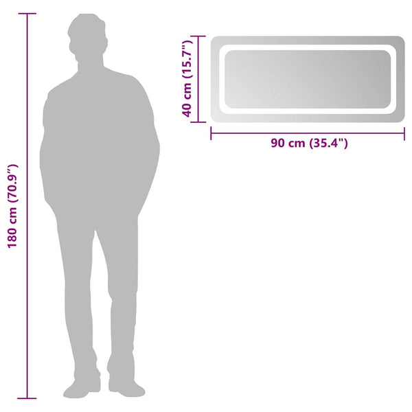 vidaXL Miroir de salle de bain LED 90x40 cm