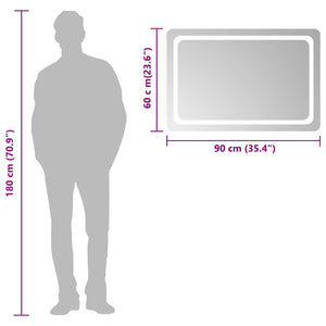 vidaXL Miroir de salle de bain LED 90x60 cm