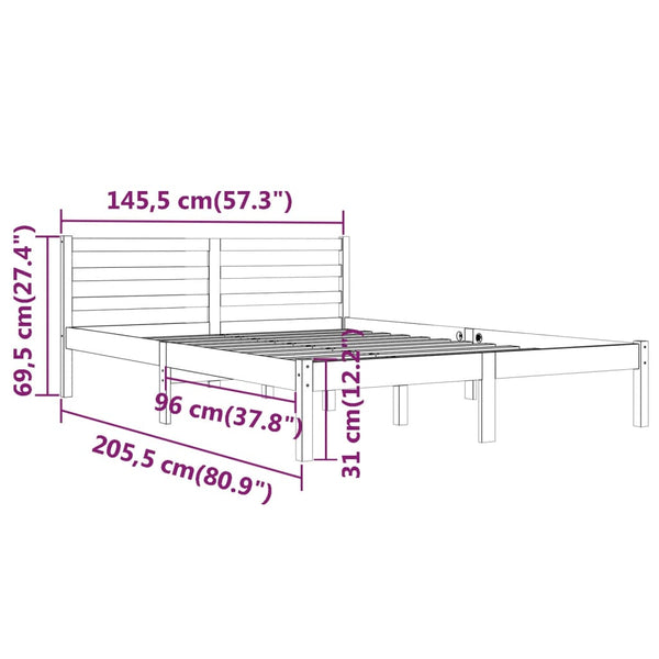 Massivholzbett Kiefer Schwarz 140x200 cm