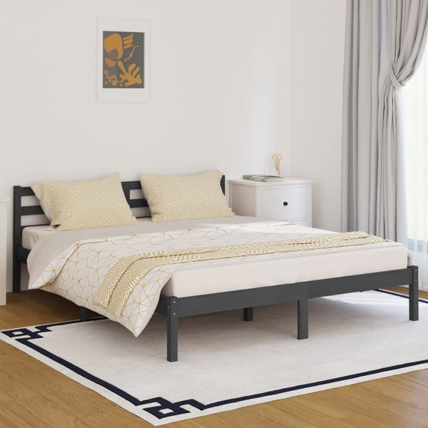 Massivholzbett Kiefer 160x200 Grau