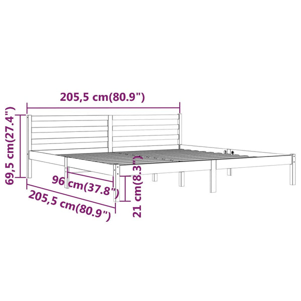 Massivholzbett Kiefer Schwarz 200x200 cm