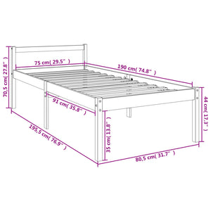 Seniorenbett 75x190 cm Kiefer Massivholz