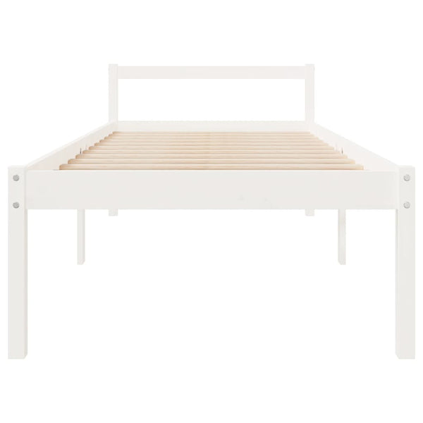 Seniorenbett Weiß 75x190 cm Kiefer Massivholz