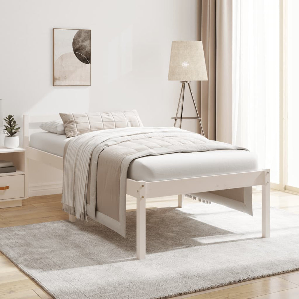 Seniorenbett Weiß 75x190 cm Kiefer Massivholz