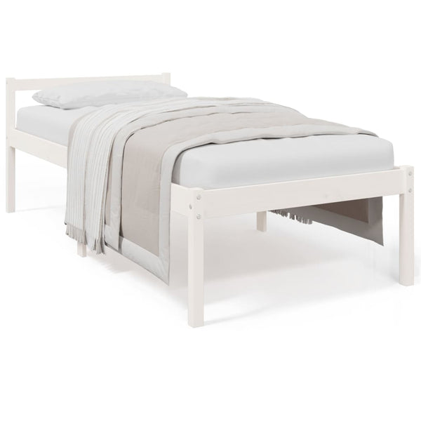 Seniorenbett Weiß 90x190 cm Kiefer Massivholz