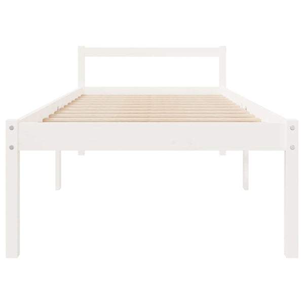 Seniorenbett Weiß 90x190 cm Kiefer Massivholz