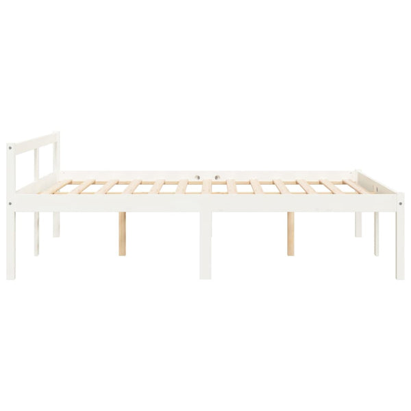 Seniorenbett Weiß 120x190 cm Kiefer Massivholz