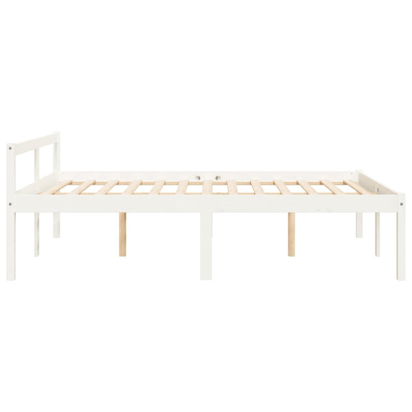 Seniorenbett Weiß 135x190 Kiefer Massivholz