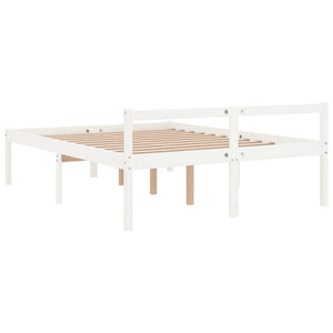 Seniorenbett Weiß 135x190 Kiefer Massivholz