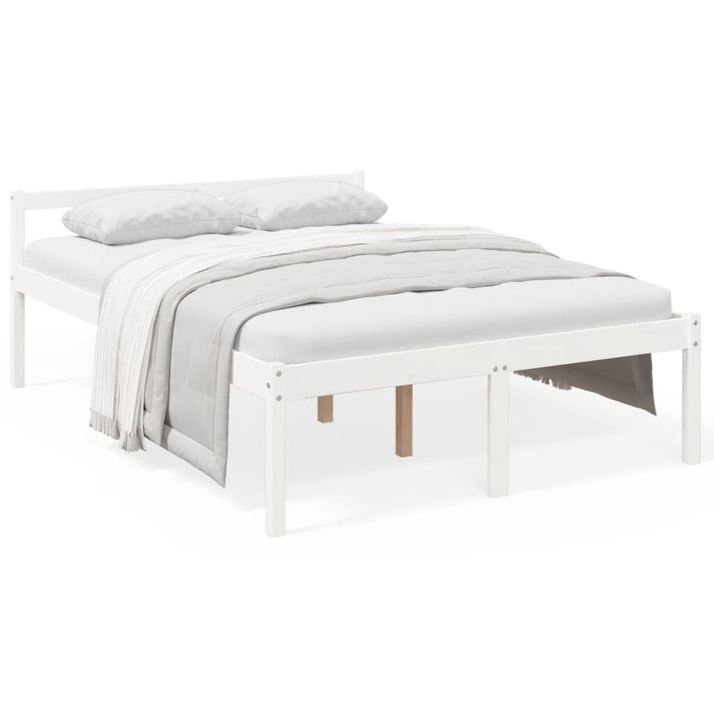 Seniorenbett Weiß 140x190 cm Kiefer Massivholz