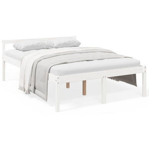 Seniorenbett Weiß 140x190 cm Kiefer Massivholz