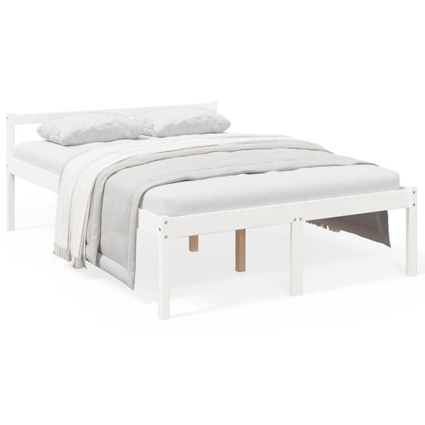 Seniorenbett Weiß 140x190 cm Kiefer Massivholz
