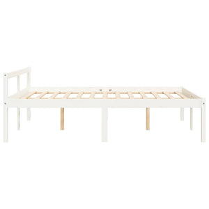 Seniorenbett Weiß 140x190 cm Kiefer Massivholz