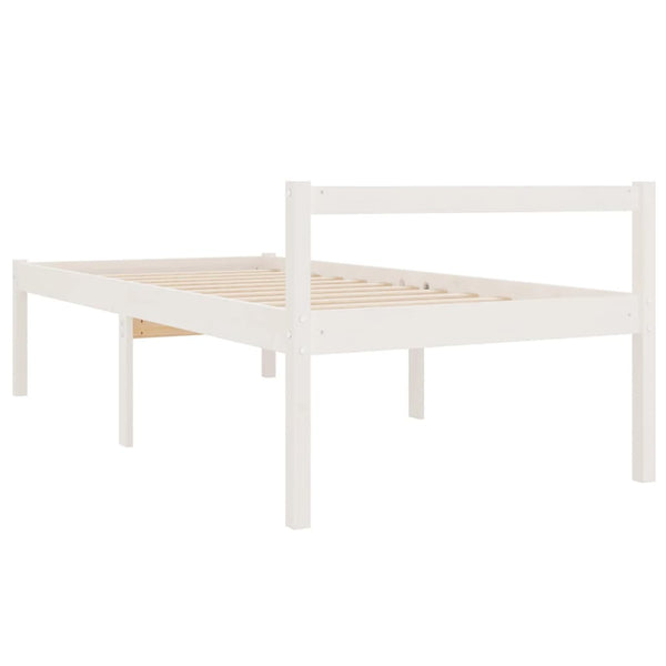 Seniorenbett Weiß 90x200 cm Kiefer Massivholz