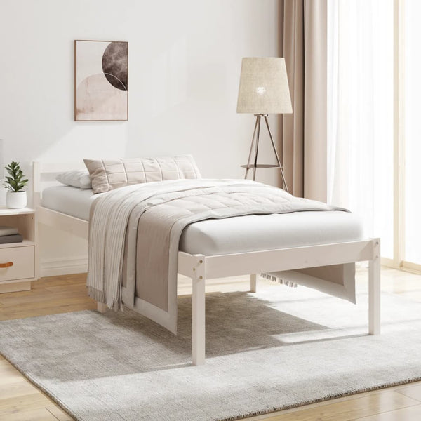 Seniorenbett Weiß 90x200 cm Kiefer Massivholz