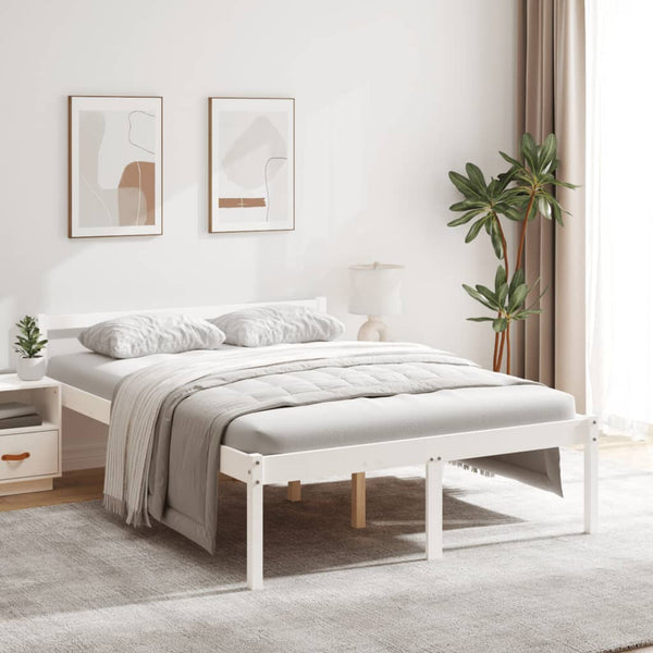 Seniorenbett Weiß 120x200 cm Kiefer Massivholz