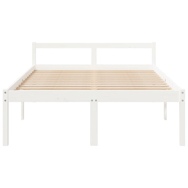 Seniorenbett Weiß 140x200 cm Kiefer Massivholz