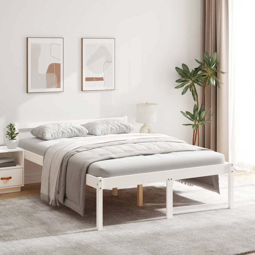Seniorenbett Weiß 140x200 cm Kiefer Massivholz