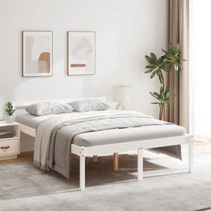 Seniorenbett Weiß 140x200 cm Kiefer Massivholz
