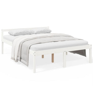 Seniorenbett Weiß 150x200 cm Kiefer Massivholz
