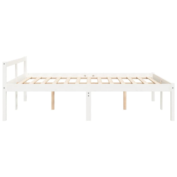 Seniorenbett Weiß 150x200 cm Kiefer Massivholz