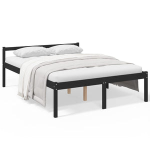 Seniorenbett Schwarz 150x200 cm Kiefer Massivholz