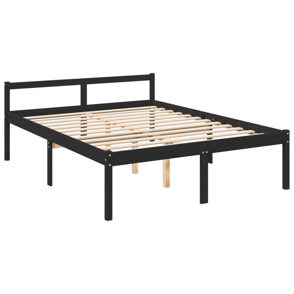 Seniorenbett Schwarz 150x200 cm Kiefer Massivholz